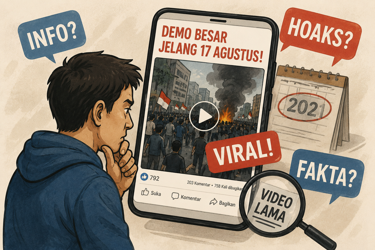 Hoaks Demo Jelang 17 Agustus Viral: Kenapa Video Lama Bisa Bikin Resah?